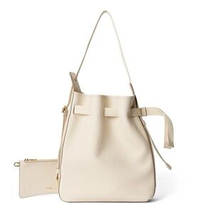 ECCO Pebbled Beige Leather Sail Bag Purse Small w/ Pouch NWT Chic Preppy Modern